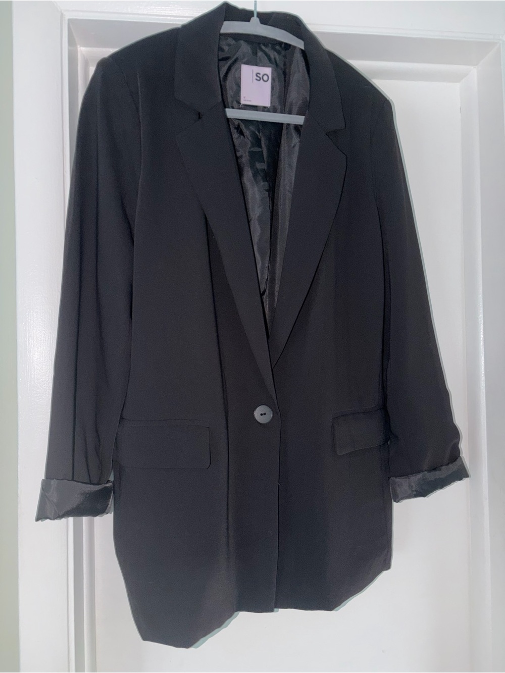SO juniors women’s Black Single-Button Blazer Jacket small